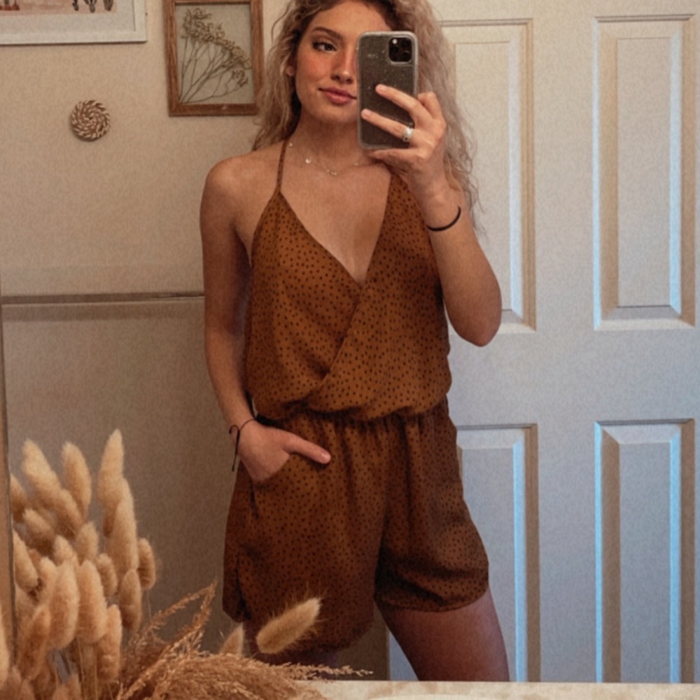 Star Print Romper Open Back